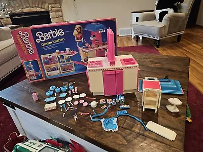 Vintage 1984 Barbie Dream Kitchen #9119 With Box Dishes Food Accessories • $84.99