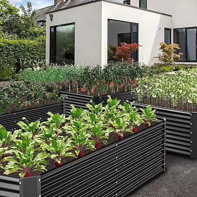 6FT Galvanized Raised Bed Trough Vintage Grey Zinc Metal Garden Planter Flowers • £59.99