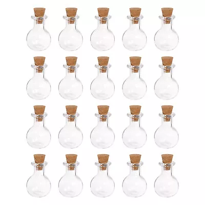 20pcs Mini Glass Bottles With Cork Flat Bottom Ball Shape Wishing Bottle • $11.08