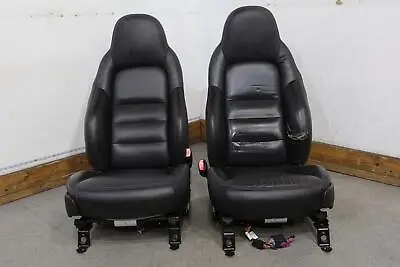 07-10 Chevy C6 Corvette Pair LH&RH Leather Bucket Seats (Ebony) Torn LH Bolster • $950