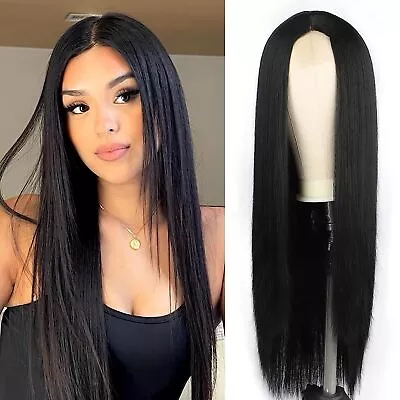 Long  Straight Black Synthetic Heat Safe Hair Wigs Full Wig For Women Sexy • $12.20