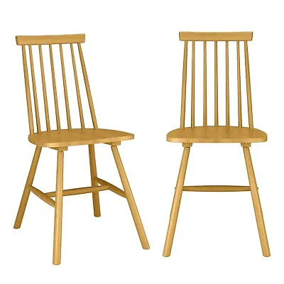 Set Of 2 Light Oak Spindle Back Dining Chairs - Cami CMM013 • £85.92