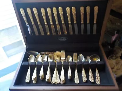 Godinger Gold Electroplate Olde Bouquet 62 Pc Flatware SET • $99.99