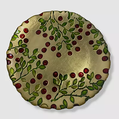 $37 Vietri Gold Cranberry Glass Salad Plate 8  • $11.98