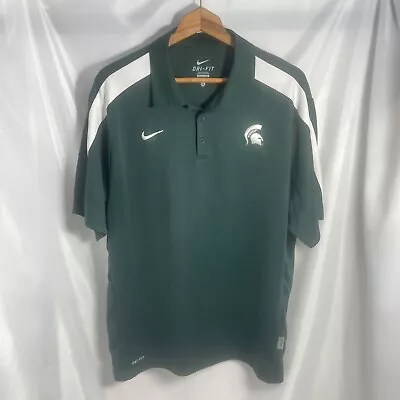 Nike Michigan State Mens Polo Shirt Spartans XL Green Dri-Fit Short Sleeve Golf • $20