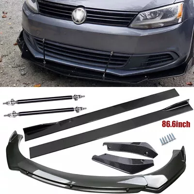 Carbon Fiber Front Bumper Lip Side Skirt Strut Rods For Volkswagen Jetta MK4 • $139.99