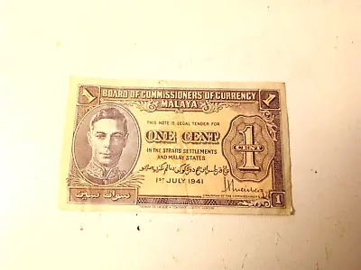£2.47 • Buy A One Cent 1941 Malay Banknote.