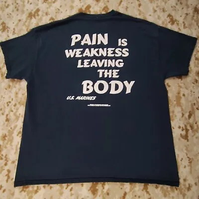 Vtg US Marines T Shirt Pain Is Weakness Leaving The Body Men's XL • $11.90