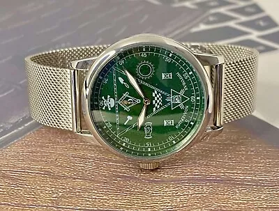 Pobeda Watch Masonic Mechanical USSR Soviet Wrist Russian Men Green Vintage Rare • $199