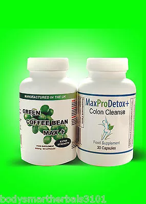 90 Green Coffee Bean Extract  60 Max Pro Detox Colon Cleanse • £11.97