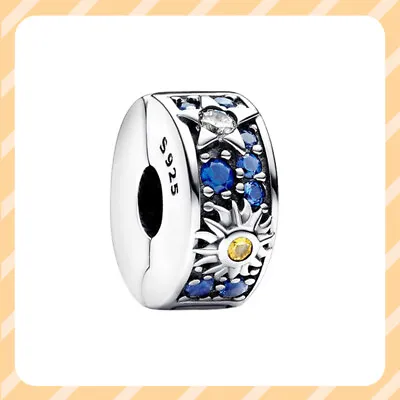 Celestial Sun Star And Moon Clip Charm 925 Sterling Silver Women Bracelet Charm • $15