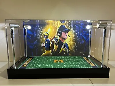 Michigan National Champs Premium 2 Mini Helmet Display Case With LED Lights • $175