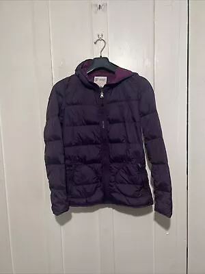 Ladies FatFace Purple Down Filled Lightweight Hooded Coat Jacket Size UK 8 • £9.95