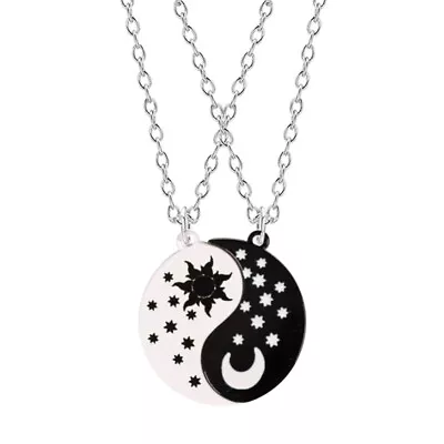 Gossip For Sun Moon Stars Necklace Enamel Chain Matching Yin Yang Couple Necklac • $7.33