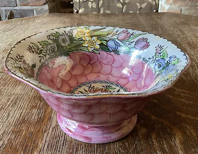 £19 • Buy Vintage Maling Fruit Bowl- Springtime Pink Lustre Ware- 10cm X 22cm Newcastle UK