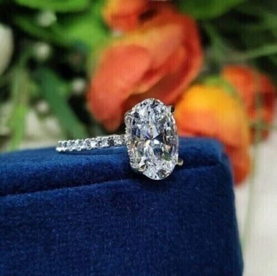 $144.96 • Buy 3Ct Oval Cut Lab-Created Diamond Women Engagement Ring 14k White Gold Plated