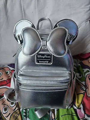2023 Disney Parks Loungefly 100 Years Minnie Mouse Silver Drip Backpack Bag BNWT • £55