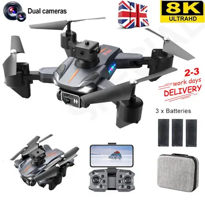 8K HD Drone Dual Camera WIFI FPV Foldable Selfie RC Quadcopter+3 Batteries UK • £29.98