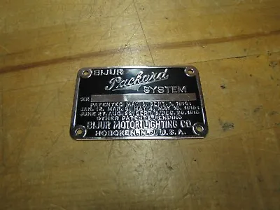 Bijur Motor Lighting Co Hoboken Nj Usa Packard System Nameplate Tag Min Sign Ad • $75