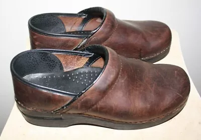 VTG. Dansko Professional Womens Size 38/7.5 Brown Leather Clog Shoes Nurse Chef  • $19.95