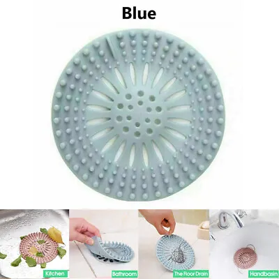 £2.61 • Buy Rubber Hair Catcher Stopper Shower Floor Drain Covers Protector Good Grips Blue
