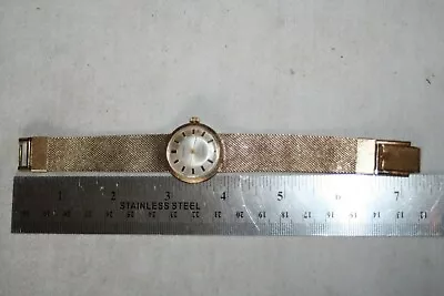 Vintage  Vantage 17 Jewel Gold Tone Dresh Mesh Band Watch Runs!  Flex Connector. • $64.95