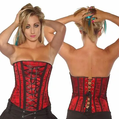 Corset Basque Red Lattice Front New Sexy Moulin Rouge Burlesque Night Wear Large • $9.56