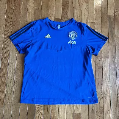 Manchester United AON Adidas Training Jersey Men’s XL Blue Yellow • $14.99