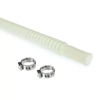 QFS 8mm/9mm/100mm Corrugated PTFE Flexible Fuel Pump Hose Line E85/Gas + Clamps • $9.98