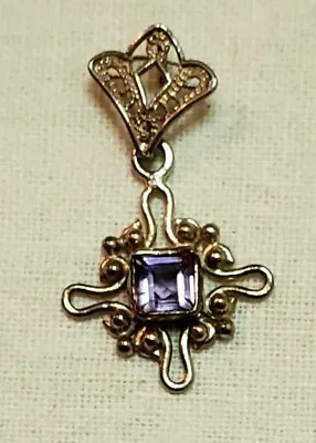 Vintage Silver Cross Amethyst Pendant  • $35