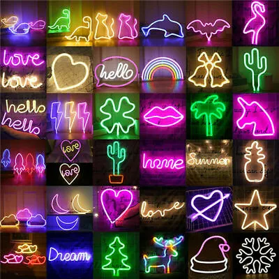 Colorful LED Neon Sign Light Wall Hanging Night Lamp For Bar Home Party Decor • £8.99