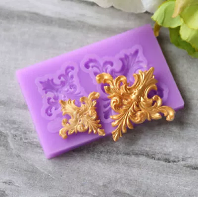 £2.45 • Buy Silicone Baroque Vintage Cake Frame Mold Fondant Sugarcraft Embossing Mould DIY