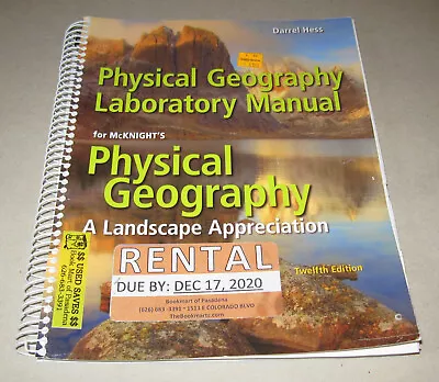 *ACCEPTABLE* Physical Geography Laboratory Manual By Darrel Hess (2017 Paperbac • $24.99