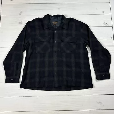 Filson Buckner Wool Camp Shirt Men's Size XXL Navy Ink Ombre Plaid Long Sleeve • $119.99
