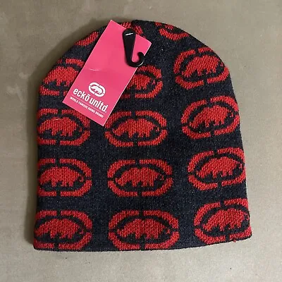Ecko Unltd Rhino Charcoal Red Beanie Hat New Old Stock One Size Adult • $17.99