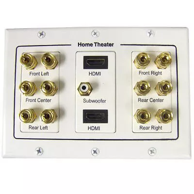 $23.49 • Buy Home Theater 6.1 Surround Sound 6 Speaker Wall Face Plate + 2 HDMI Ports 5.1