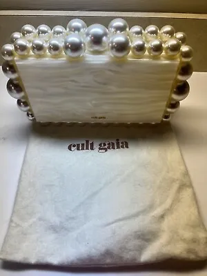 CULT GAIA Eos Ivory PEARL BALL Beaded Marbled Acrylic Clutch Bag BRAND NEW • $350