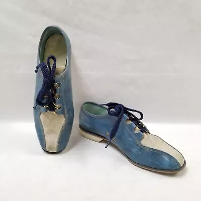 Vintage Womens Blue Bowling Shoes Size 7 1/2 Lace Up Circle-O-Comfort 2 Tone • $16