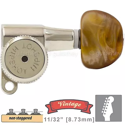 NEW Hipshot VINTAGE 6-in-Line Locking Tuners W/ AMBER Buttons 21/64  ID NICKEL • $99.95