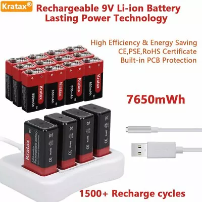 9v Rechargeable Lithium Li-Ion Battery 850mAh For Smoke Alarm Controller Lot • $88.99