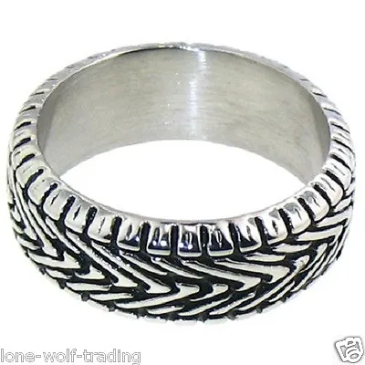 Stainless Steel Biker Motorcycle Tire Tread Ring/Wedding Band-Unisex-SR3064 • $20