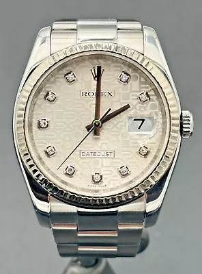 Rolex Datejust 36 116234 Steel & White Gold Silver Diamond Oyster - Pre-owned • $7500