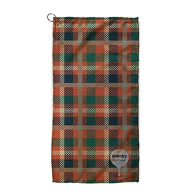 Tartan - Orange & Green - Golf Towel • £15.99
