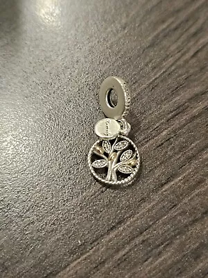 $39 • Buy Authentic Pandora Two Tone Family Tree Dangle Charm 14k Gold And Sterling Silver
