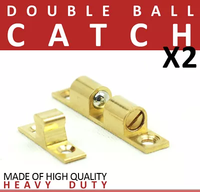 £4.99 • Buy 2 Genuine Roller Door Retainer Brass 50 Mm Double Ball Catch Cabinet Caravan Car