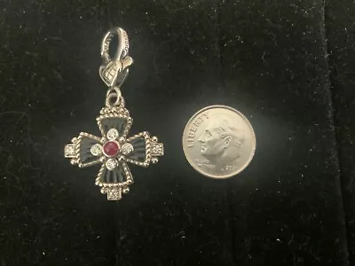 Judith Ripka Ruby Onyx Cubic Zirconia Cross Enhancer Pendant -Sterling Charm • $99