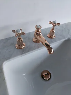The Cast Iron Bath Company 3 Hole Basin Mixer Tap With Pop-up Waste - Rose Gold • £50
