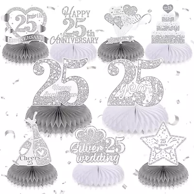 9Pcs 25Th Wedding Anniversary Decorations 25Th Silver Wedding Anniversary • $16.88