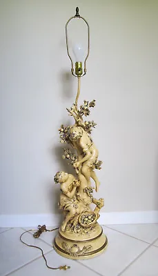 Antique Art Nouveau L & F Moreau Signed French Victorian Figural Table Lamp • $249.96