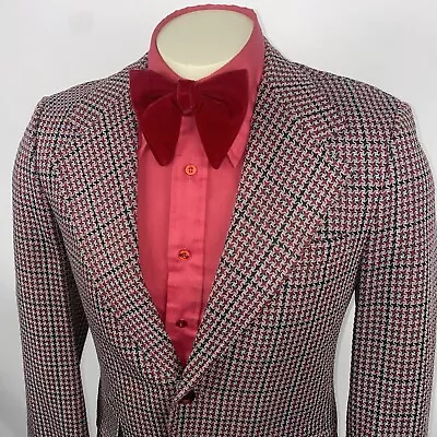 Vtg 60s 70s Men 38 Blazer Jacket Tuxedo Sport Coat Leisure Suit Polyester Atomic • $64.99